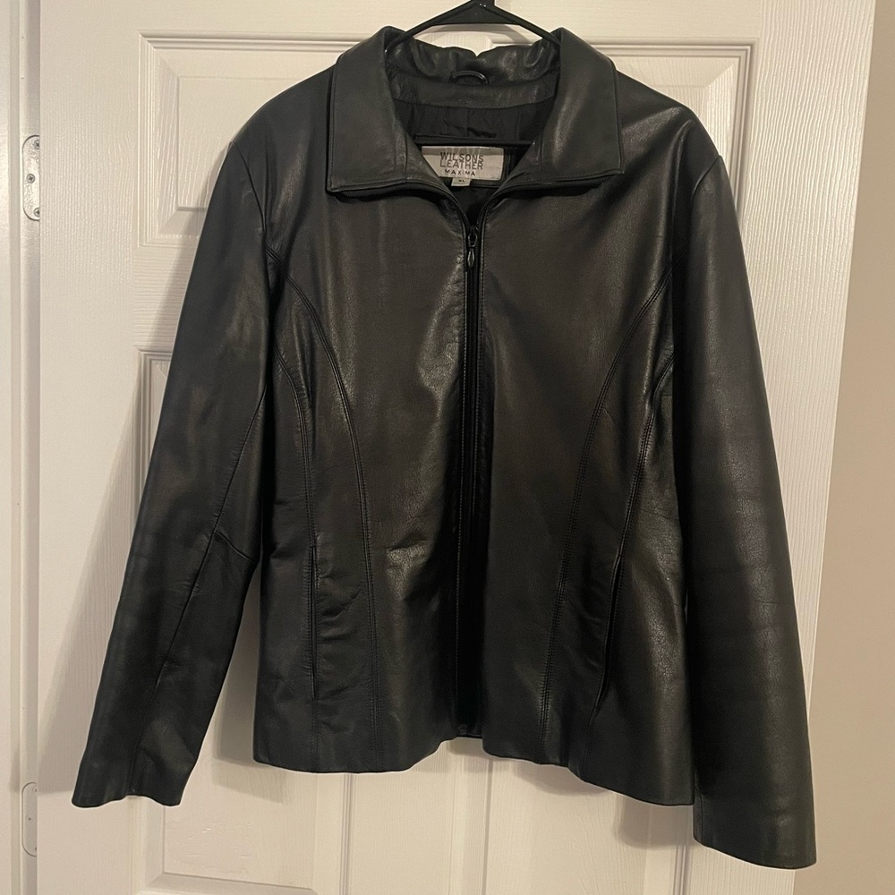 Wilsons Leather Black Smooth Leather Jacket Timeless Style